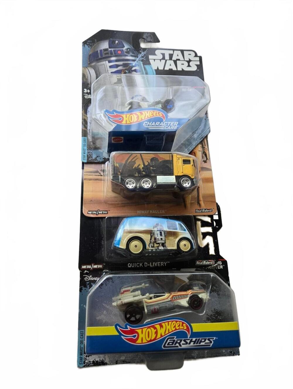 Hot Wheels Star Wars Die-Cast Vehicle Lot — Character Cars & Starships Set of 4